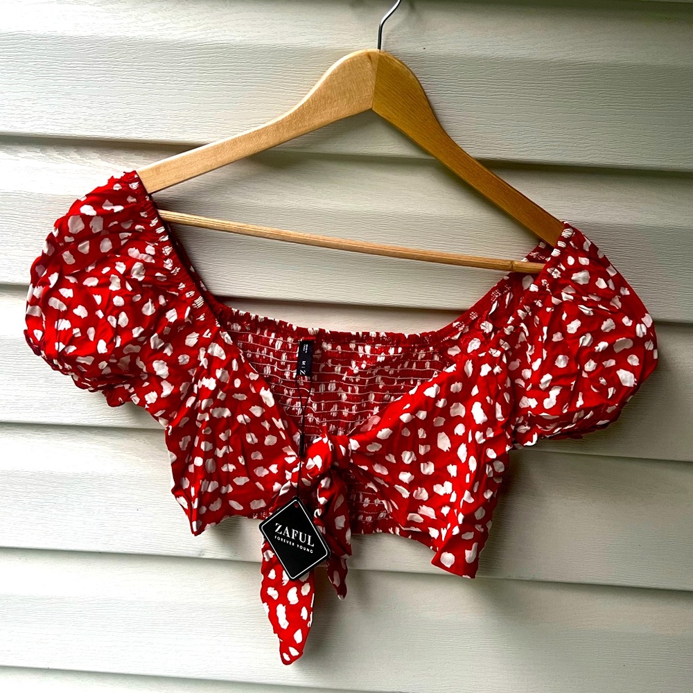 Zaful Red/White Matching Animal Print Set